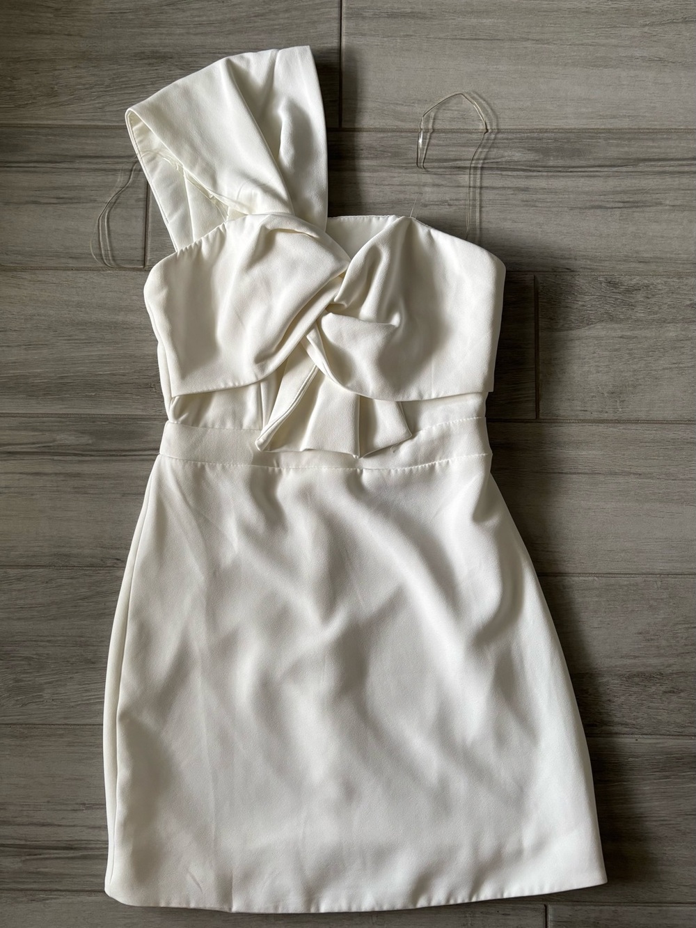 White One-Shoulder Twist Front Mini Dress, NWT, Small